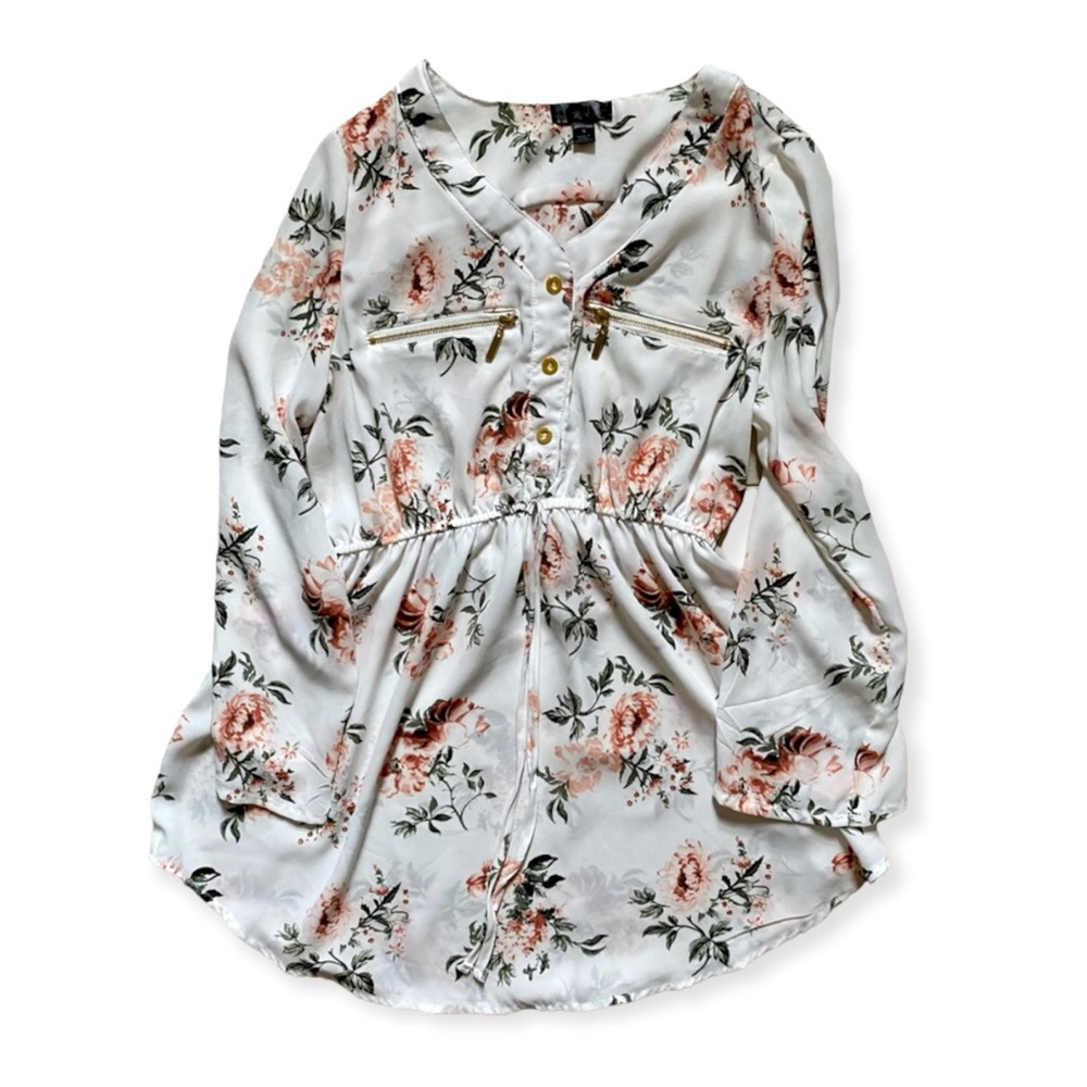 SOLD J is for Justify Summer Sheer Floral Top Sz S - Picture 2 of 9